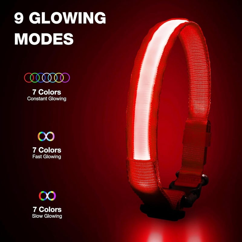PcEoTllar Light up Dog Collar for Night Walking - LED Dog Collar Light Rechargeable Color Changing, Glow in The Dark Dog Collars Waterproof Glowing Dog Collars for Large Small Medium Dogs - Image 2